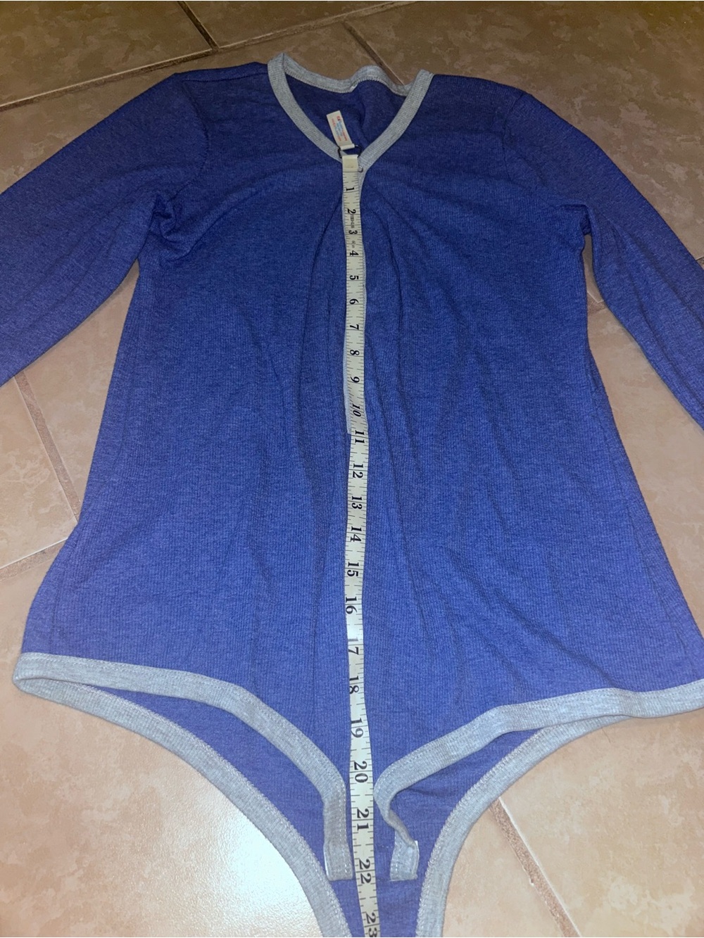 Blue Long-Sleeve Ribbed One-Piece Bodysuit